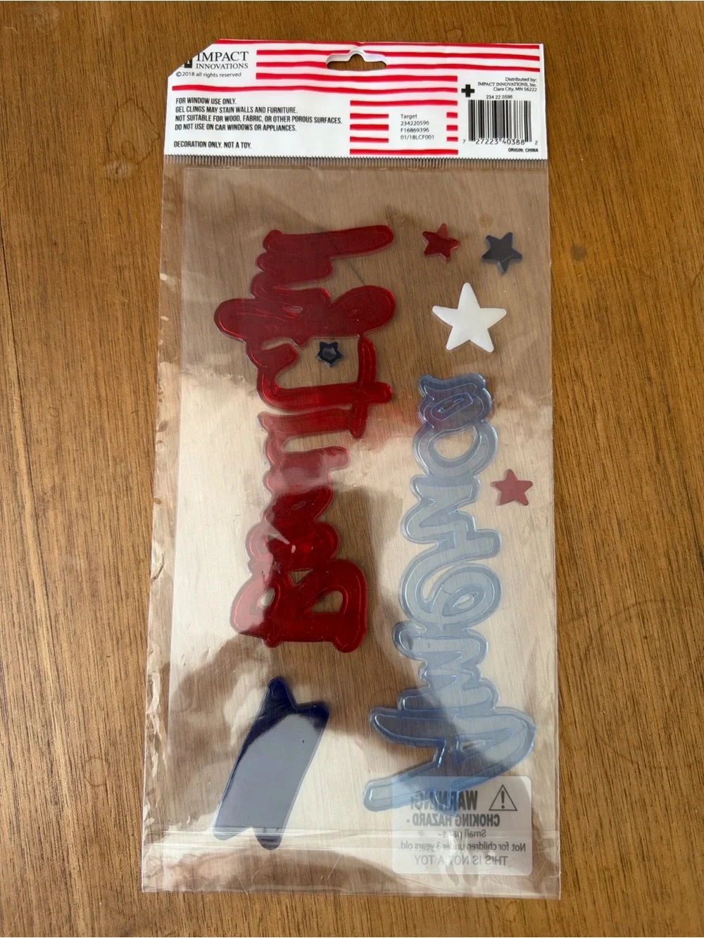Target Red, Blue and White 'America the Beautiful' Gel Clings - Home Holiday